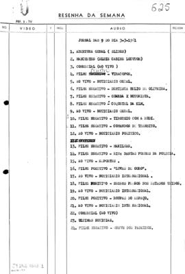 TV Tupi [emissora]. Jornal das 9 [programa]. Roteiro [televisivo], 03 mar. 1961.