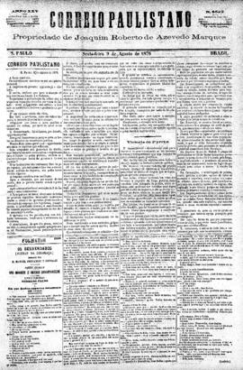 Correio paulistano [jornal], [s/n]. São Paulo-SP, 09 ago. 1878.