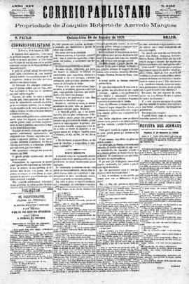 Correio paulistano [jornal], [s/n]. São Paulo-SP, 10 jan. 1878.