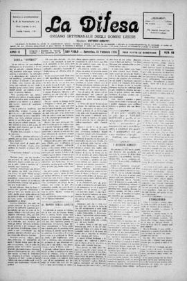 La Difesa [jornal], a. 3, n. 60. São Paulo-SP, 21 fev. 1926.