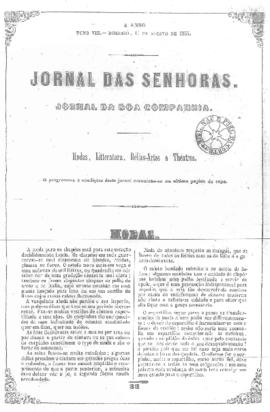 O Jornal das senhoras [jornal], a. 4, t. 8, [s/n]. Rio de Janeiro-RJ, 19 ago. 1855.