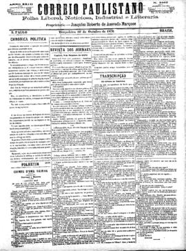 Correio paulistano [jornal], [s/n]. São Paulo-SP, 10 out. 1876.