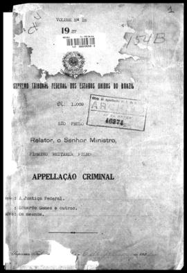 Processo... [apelação criminal], nª 1009/1927. [São Paulo-SP?], 1927. v. 16