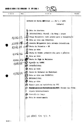 TV Tupi [emissora]. Ultra Notícias [programa]. Roteiro [televisivo], 24 jan. 1970.