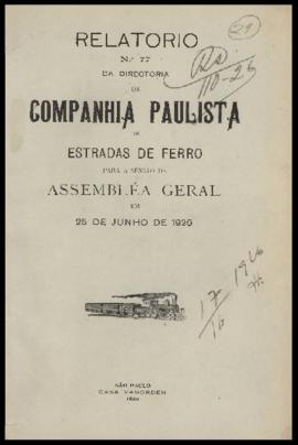 Relatório…, nº 077, 1925. Criador(a): Companhia Paulista de Estradas de Ferro. São Paulo-SP: Casa...