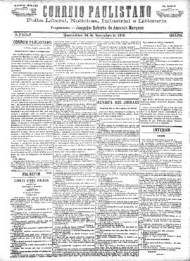 Correio paulistano [jornal], [s/n]. São Paulo-SP, 16 nov. 1876.