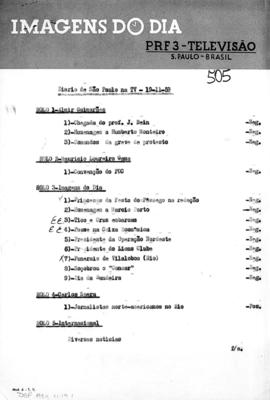 TV Tupi [emissora]. Diário de São Paulo na T.V. [programa]. Roteiro [televisivo], 19 nov. 1959.