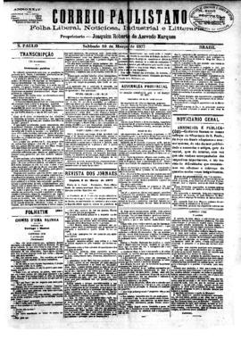 Correio paulistano [jornal], [s/n]. São Paulo-SP, 10 mar. 1877.