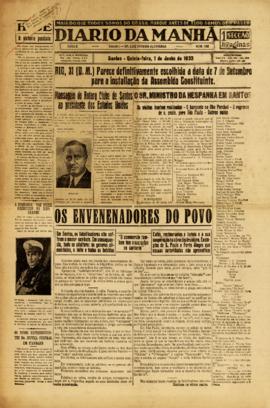 Diario da manhã [jornal], a. 2, n. 432. Santos-SP, 01 jun. 1933.