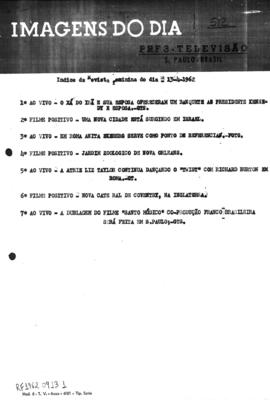 TV Tupi [emissora]. Revista Feminina [programa]. Roteiro [televisivo], 13 abr. 1962.