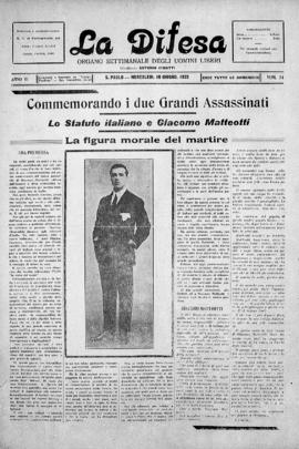 La Difesa [jornal], a. 3, n. 24. São Paulo-SP, 10 jun. 1925.