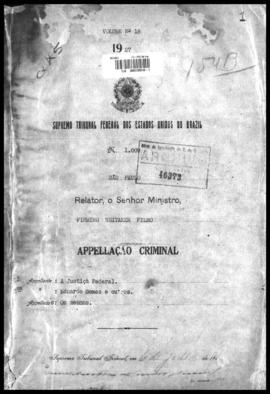 Processo... [apelação criminal], nª 1009/1927. [São Paulo-SP?], 1927. v. 18