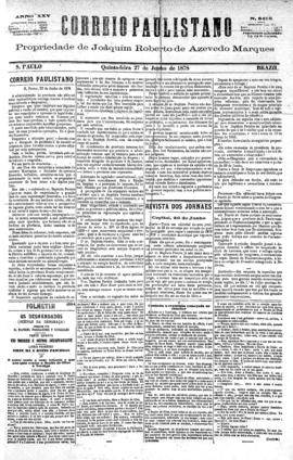 Correio paulistano [jornal], [s/n]. São Paulo-SP, 27 jun. 1878.