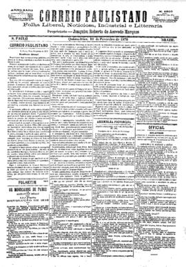 Correio paulistano [jornal], [s/n]. São Paulo-SP, 10 fev. 1876.