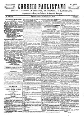 Correio paulistano [jornal], [s/n]. São Paulo-SP, 08 jun. 1876.