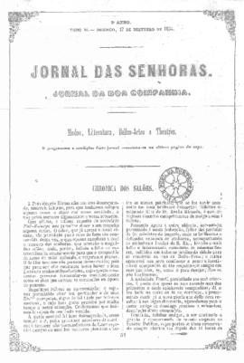 O Jornal das senhoras [jornal], a. 3, t. 6, [s/n]. Rio de Janeiro-RJ, 17 dez. 1854.