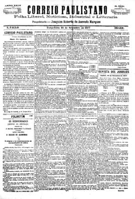 Correio paulistano [jornal], [s/n]. São Paulo-SP, 18 set. 1877.