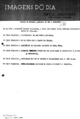 TV Tupi [emissora]. Revista Feminina [programa]. Roteiro [televisivo], 25 abr. 1962.