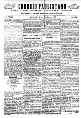 Correio paulistano [jornal], [s/n]. São Paulo-SP, 11 out. 1877.