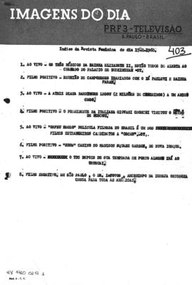 TV Tupi [emissora]. Revista Feminina [programa]. Roteiro [televisivo], 17 fev. 1960.