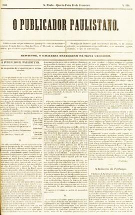 O Publicador paulistano [jornal], n. 128. São Paulo-SP, 16 fev. 1859.