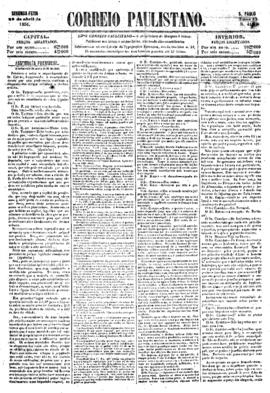 Correio paulistano [jornal], [s/n]. São Paulo-SP, 28 abr. 1856.