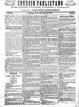 Correio paulistano [jornal], [s/n]. São Paulo-SP, 24 dez. 1876.