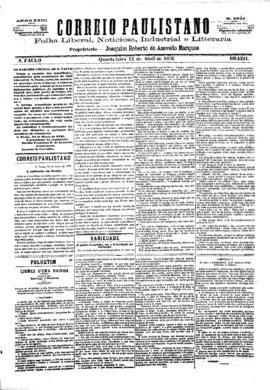 Correio paulistano [jornal], [s/n]. São Paulo-SP, 12 abr. 1876.