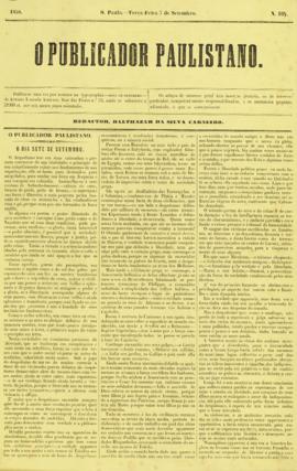 O Publicador paulistano [jornal], n. 104. São Paulo-SP, 07 set. 1858.