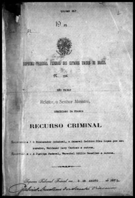 Processo... [apelação criminal], nª 1009/1927. [São Paulo-SP?], 1927. v. 26