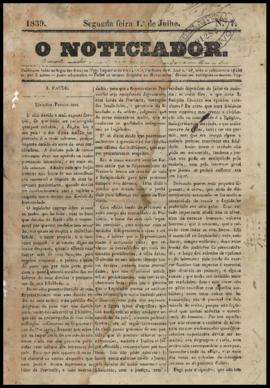 O Noticiador [jornal], n. 7. São Paulo-SP, 01 jul. 1839.
