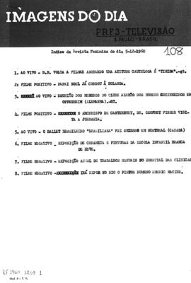 TV Tupi [emissora]. Revista Feminina [programa]. Roteiro [televisivo], 05 dez. 1960.