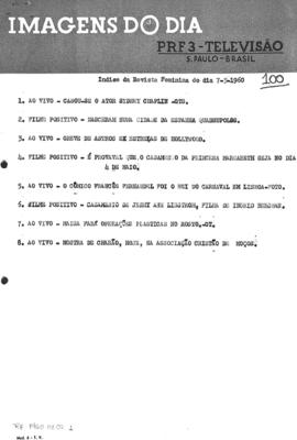 TV Tupi [emissora]. Revista Feminina [programa]. Roteiro [televisivo], 07 mar. 1960.