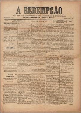 A Redempção [jornal], a. 1, n. 65. São Paulo-SP, 25 ago. 1887.