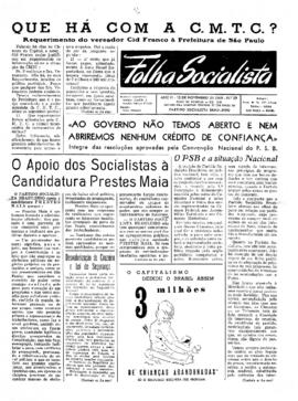 Folha socialista [jornal], a. 2, n. 39. São Paulo-SP, 15 nov. 1949.