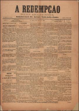 A Redempção [jornal], a. 2, n. 135. São Paulo-SP, 03 mai. 1888.