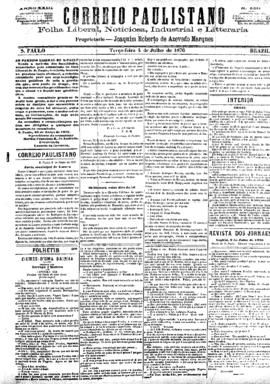 Correio paulistano [jornal], [s/n]. São Paulo-SP, 04 jul. 1876.