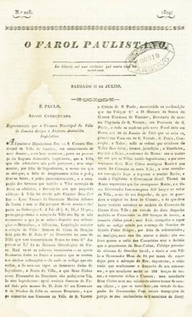 O Farol Paulistano [jornal], n. 228. São Paulo-SP, 11 jul. 1829.