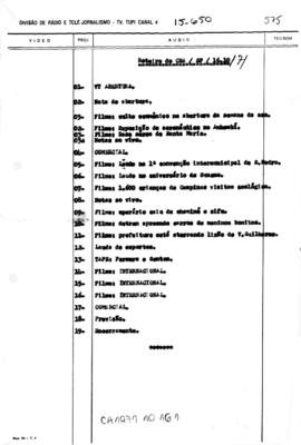 TV Tupi [emissora]. Correspondentes Brasileiros Associados [programa]. Roteiro [televisivo], 16 out. 1971.