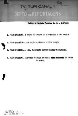 TV Tupi [emissora]. Revista Feminina [programa]. Roteiro [televisivo], 06 jan. 1965.