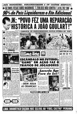 Última Hora [jornal]. Rio de Janeiro-RJ, 09 jan. 1963 [ed. vespertina].