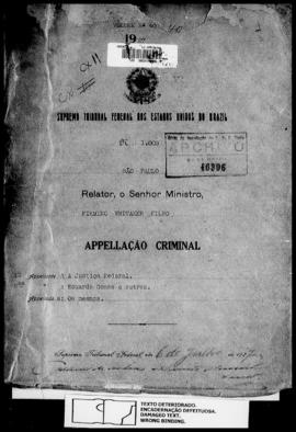 Processo... [apelação criminal], nª 1009/1927. [São Paulo-SP?], 1927. v. 40
