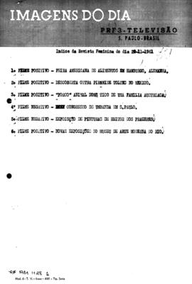 TV Tupi [emissora]. Revista Feminina [programa]. Roteiro [televisivo], 28 nov. 1961.