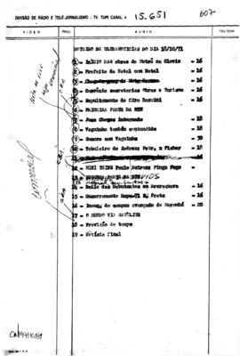 TV Tupi [emissora]. Correspondentes Brasileiros Associados [programa]. Roteiro [televisivo], 18 out. 1971.