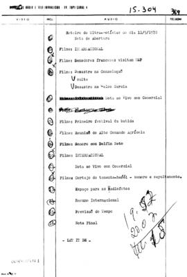 TV Tupi [emissora]. Ultra Notícias [programa]. Roteiro [televisivo], 11 set. 1970.