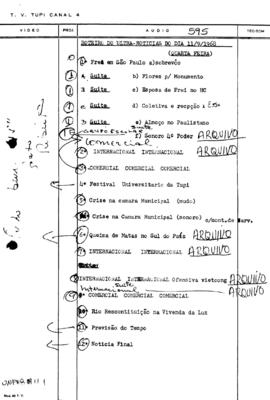 TV Tupi [emissora]. Ultra Notícias [programa]. Roteiro [televisivo], 11 set. 1968.