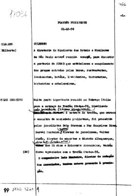 TV Tupi [emissora]. Plantão Permanente [programa]. Roteiro [televisivo], 21 dez. 1976.