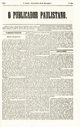 O Publicador paulistano [jornal], n. 165. São Paulo-SP, 16 dez. 1859.