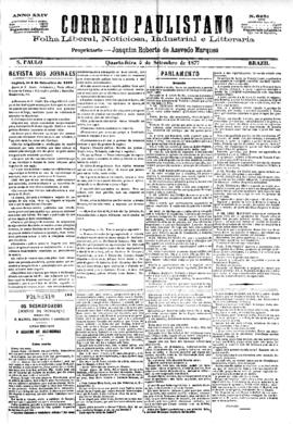 Correio paulistano [jornal], [s/n]. São Paulo-SP, 05 set. 1877.