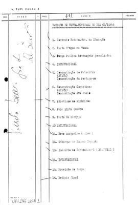 TV Tupi [emissora]. Ultra Notícias [programa]. Roteiro [televisivo], 03 dez. 1966.